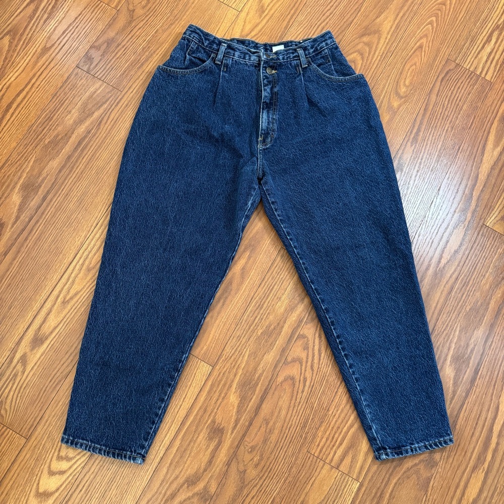 Vintage No Excuses High Waisted Mom Jeans Dark Wash Pleated USA Made 16